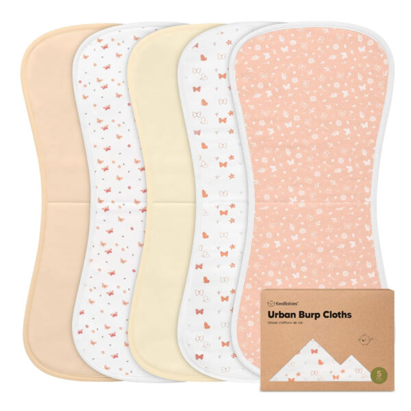 Organic Burp Cloths for Baby Boys and Girls - 5-Pack Super Absorbent Burping Cloth, Burp Clothes, Soft & Plush NewbornTowel, Milk Spit Up Rags, Burpy Cloth Bib for Unisex, Burping Rags(Butterflies)
