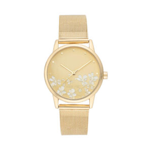 Nine West Floral Dial Mesh Bracelet Watch