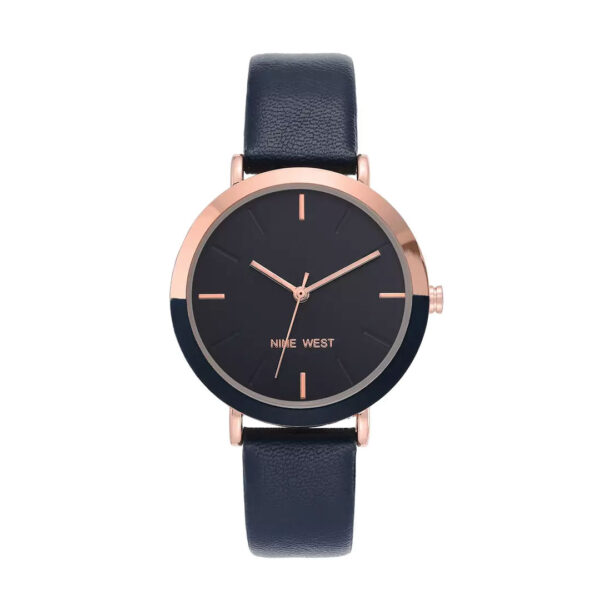 Nine West Rose Gold & Navy Round Watch