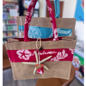 Androsia Print & Burlap Tote Bag