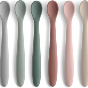 6-Piece Silicone Feeding Spoons for First Stage Baby and Infant, Soft-Tip Easy on Gums I Training Spoon | Baby Utensils Feeding Supplies, Dishwasher & Boil-proof