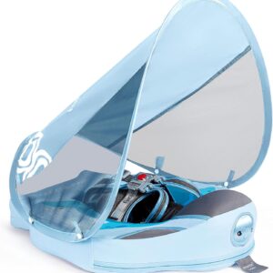 Baby Floats for Pool with Canopy Removable Sun Protection Canopy Mambobaby Float Non Inflatable Upgrade Add Tail Avoid Flip Waterproof Skin-Friendly Infant Swim Float 3-24 Months