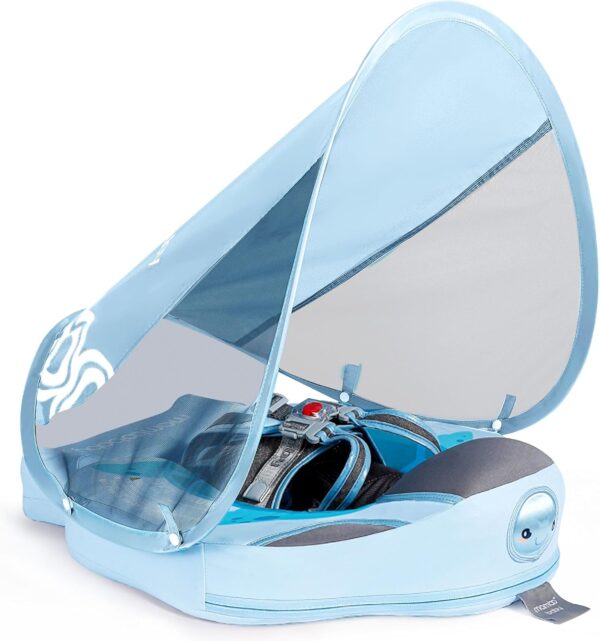 Baby Floats for Pool with Canopy Removable Sun Protection Canopy Mambobaby Float Non Inflatable Upgrade Add Tail Avoid Flip Waterproof Skin-Friendly Infant Swim Float 3-24 Months