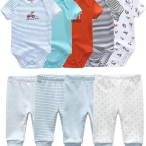 Baby Layette Set Baby Boys' 9-Piece Bodysuits Pants Set Toddler Girl Boy Unisex Baby Gift Sets