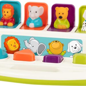 Battat – Cause-And-Effect Toy – Developmental Toy With Buttons & Colors – Color Sorting Animal Toys – For Kids, Toddlers, Babies – 18 Months + – Pop-Up Pals