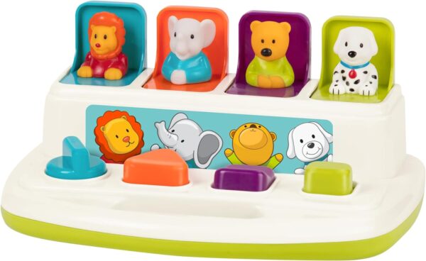 Battat – Cause-And-Effect Toy – Developmental Toy With Buttons & Colors – Color Sorting Animal Toys – For Kids, Toddlers, Babies – 18 Months + – Pop-Up Pals
