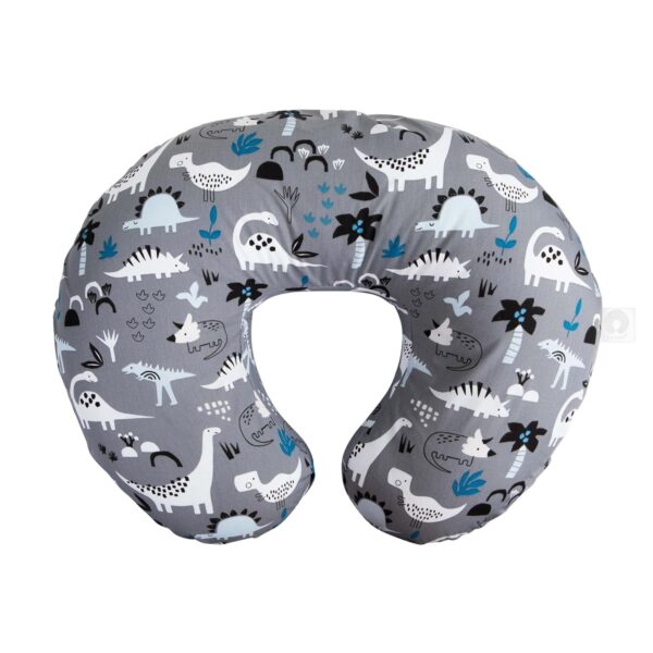 Boppy Original Nursing Pillow, Gray Dinosaurs, Ergonomic Nursing Essentials for Bottle and Breastfeeding, Firm Fiber Fill, with Removable Pillow Cover, Machine Washable
