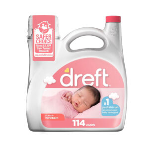 Dreft Stage 1 Newborn Baby Laundry Detergent Liquid, HE Compatible, 114 Loads, Laundry Soap for Sensitive Skin, Baby Laundry Detergent, Newborn Essentials