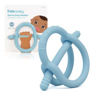 Frida Baby Get-A-Grip BabyTeether for Teething Relief, Easter Basket Stuffer for Kids, 100% Food-Grade Silicone Teething Toys for Baby 0-6, 12, 18 Months Infant, BPA-Free, PVC-Free, Blue