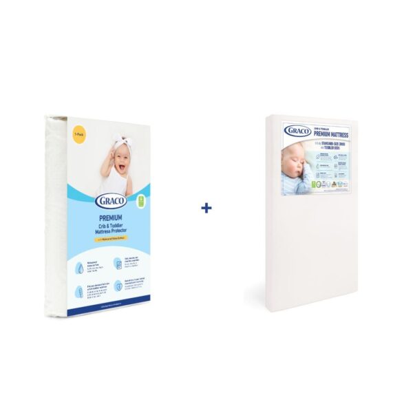 Graco Premium Crib Mattress & Protector Value Bundle (1-Pack) – Includes GREENGUARD Gold Certified Crib & Toddler Mattress, GREENGUARD Gold Certified Waterproof Mattress Protector