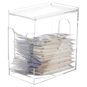 Freezer Organizer for Breastmilk Storage Bags, Freezer Storage Organizer and Tower for Breast Milk Storage Bags, Acrylic First-in First-Out Container with Tray to Freezing Breastmilk, Clear