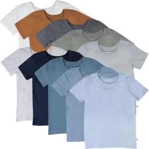 HonestBaby Multipack Short Sleeve T-Shirt Tee 100% Organic Cotton Infant Baby, Toddler, Little Kids Boys, Girls, Unisex 3-6 Months
