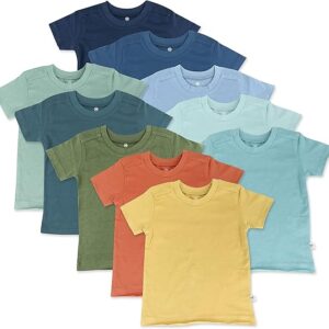 HonestBaby Multipack Short Sleeve T-Shirt Tee 100% Organic Cotton Infant Baby, Toddler, Little Kids Boys, Girls, Unisex