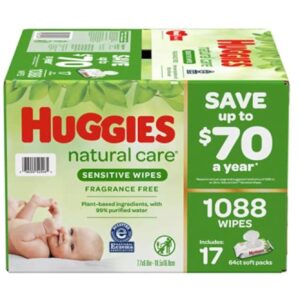 HUGGIES Natural Care Sensitive Baby Wipe Refill, Fragrance Free (1,088 Count)