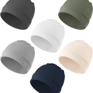 Konssy 6 Pack Baby Beanie Hats for Unisex, Toddler Beanies Baby Girl Boy Hat Warm Cap for Baby, Infant, Toddler 0-6 Months
