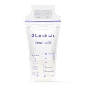 Lansinoh Breastmilk Storage Bags, 200 Count (2 Packs of 100 Bags) Milk Freezer Bags for Long Term Breastfeeding Storage, Pump Directly into Bags, Nursing Essentials