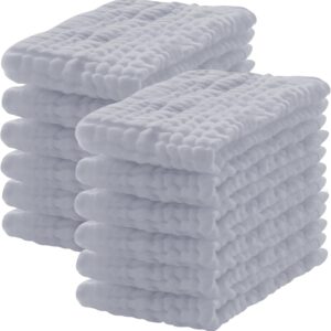 Lovely Care 12 Pack Muslin Burp Cloths 100% Cotton Muslin Cloths Large 20''x10'' Extra Soft and Absorbent Baby Burping Cloth - Slate