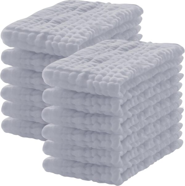 Lovely Care 12 Pack Muslin Burp Cloths 100% Cotton Muslin Cloths Large 20''x10'' Extra Soft and Absorbent Baby Burping Cloth - Slate