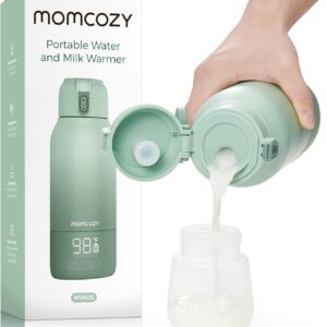 Momcozy Portable Milk Warmer for Travel – Dual Heating Modes for Breast Milk & Water, Portable Bottle Warmer with Fast Heating & Long Battery Life, 17 Ounces Large Capacity to Meet Your All-Day Needs