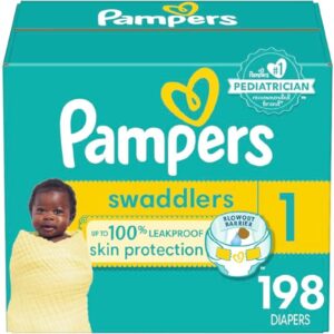 Pampers Baby Diapers - Swaddlers - Size 1, 198 Count, Ultra Absorbent Disposable Infant Diaper