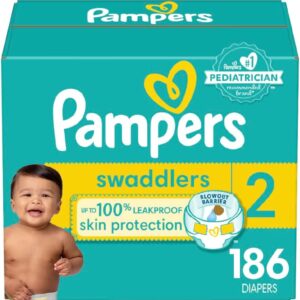 Pampers Baby Diapers - Swaddlers - Size 2, 186 Count, Ultra Absorbent Disposable Infant Diaper