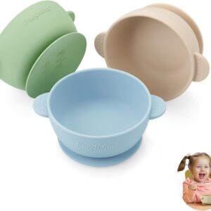 PandaEar 3 Pack Baby Bowls with Suction| Stay Put Silicone Food Bowl for Babies Kids Toddlers Infants| Food Grade Soft Safe BPA-Free Silicone (Multi-Color)