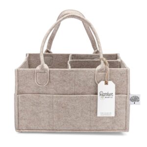 Parker Baby Diaper Caddy - Nursery Storage Bin and Car Organizer for Diapers and Baby Wipes - Oatmeal, Regular
