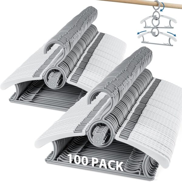 Baby Hangers 100 Pack Extendable Adjustable Kids Hangers, 11-14 Inches Non-Slip Plastic Toddler Hangers for Baby Kid Kids Children Infant Child,Stackable Kid Hangers for Closet Grey Bear