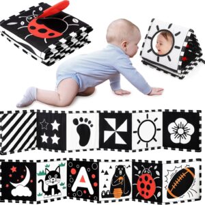 URMYWO Black and White Baby Toys, Tummy Time High Contrast Newborn Toys 0-3 Months, Soft Baby Book, Visual Stimulation Montessori Sensory Infant Toys 0-6-12 Months, Shower Gift, Easter Basket Stuffers