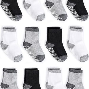 Zaples Grip Crew Socks with Non Slip/Anti Skid Soles for Baby Infants Toddlers Kids Boys Girls
