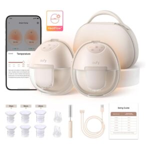 eufy Heated Wearable Breast Pump S1 Pro, Slim Hands-Free Breast Pump with Industry-Leading HeatFlow™ Tech, Wireless Charging Case, App-Controlled OptiRhythm™, Hospital-Grade Suction, in-Bra Use